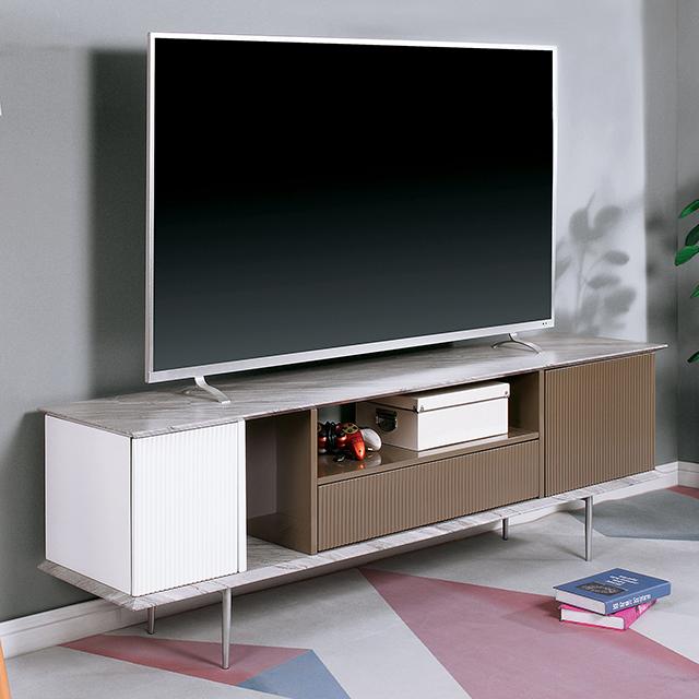 BLAIR 70" TV Console, White/Champagne/Gray BLAIR 70" TV Console, White/Champagne/Gray Half Price Furniture