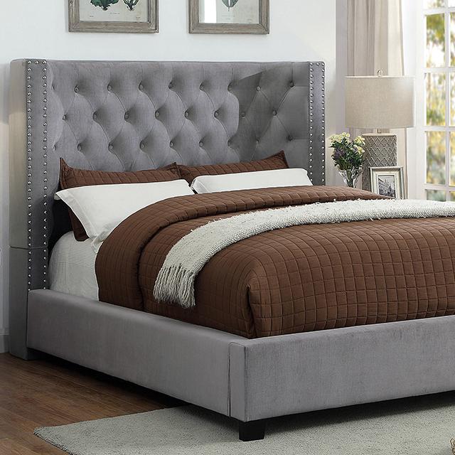 CARLEY Cal.King Bed, Gray CARLEY Cal.King Bed, Gray Half Price Furniture