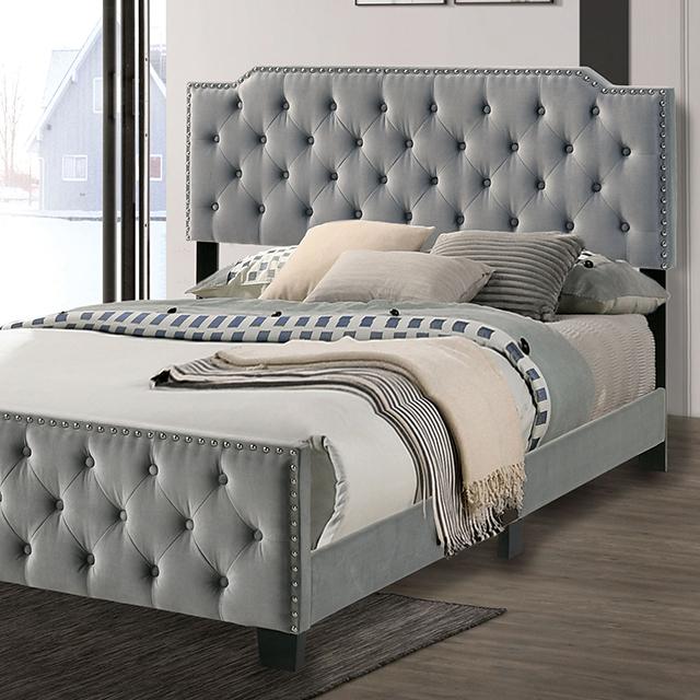 CHARLIZE Cal.King Bed, Gray  Las Vegas Furniture Stores