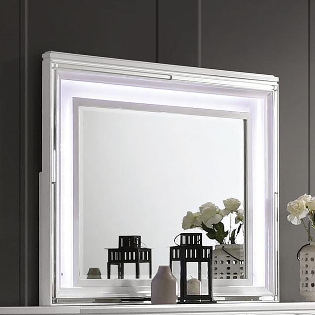 EMMELINE Mirror w/ LED Lights, White  Las Vegas Furniture Stores