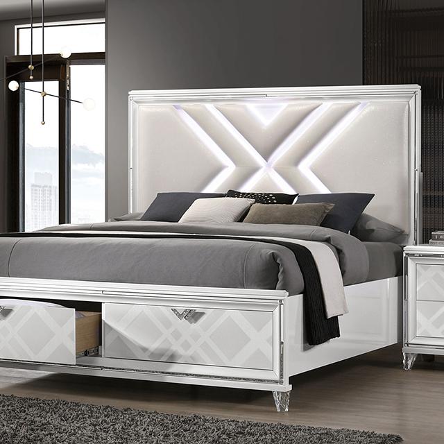 EMMELINE Cal.King Bed, White  Las Vegas Furniture Stores