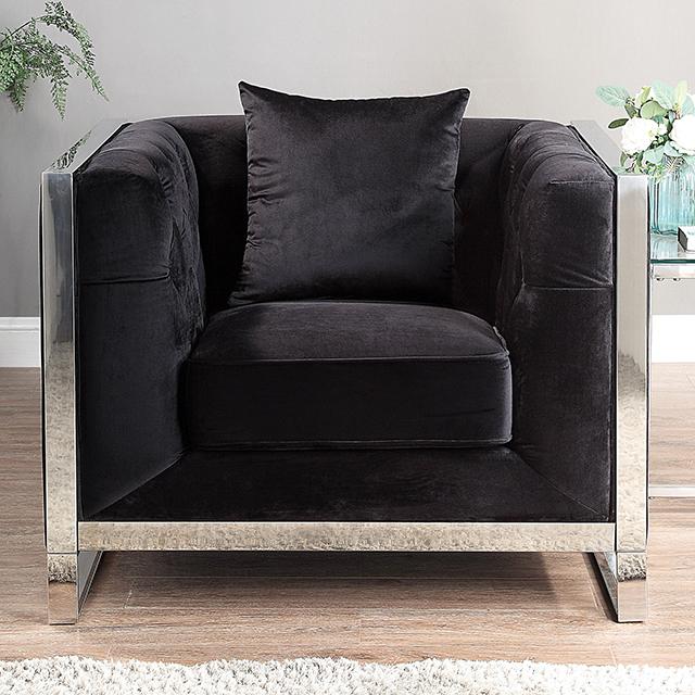 EVADNE Chair w/ Pillow, Black EVADNE Chair w/ Pillow, Black Half Price Furniture