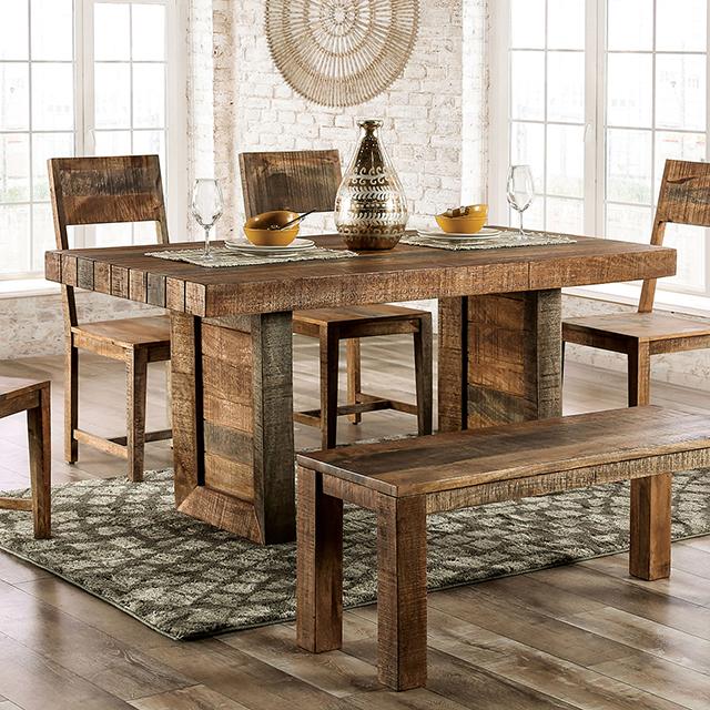 GALANTHUS Dining Table, Weathered Light Natural Tone  Las Vegas Furniture Stores