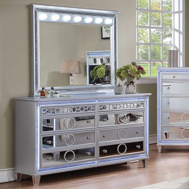 MAIREAD Dresser w/ LED, Silver MAIREAD Dresser w/ LED, Silver Half Price Furniture