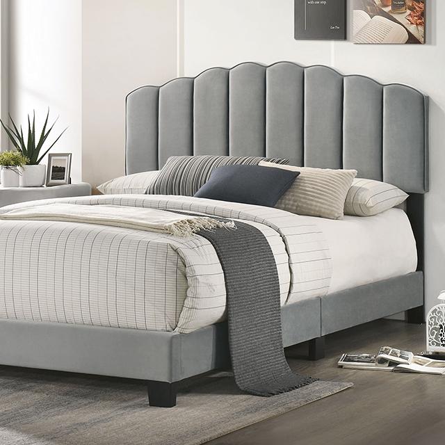 NERINA Cal.King Bed, Light Gray NERINA Cal.King Bed, Light Gray Half Price Furniture