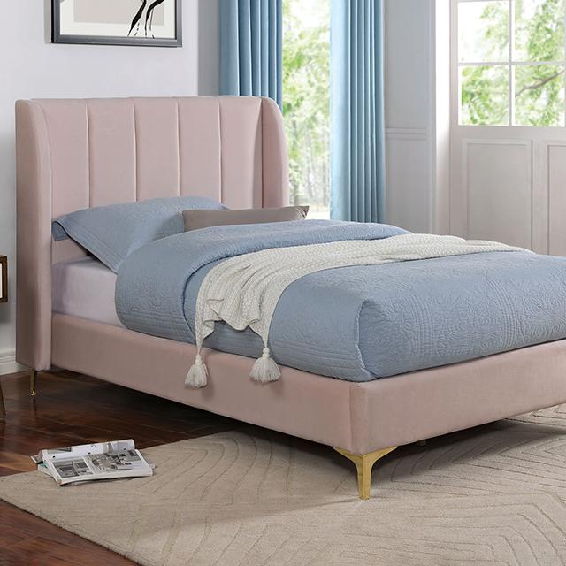 PEARL Twin Bed, Light Pink PEARL Twin Bed, Light Pink Half Price Furniture