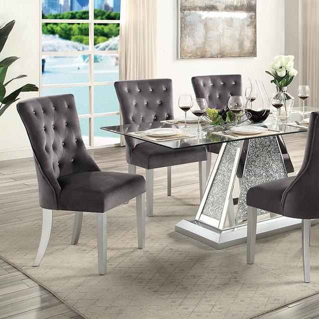 REGENSDORF Dining Table, Metallic Silver REGENSDORF Dining Table, Metallic Silver Half Price Furniture