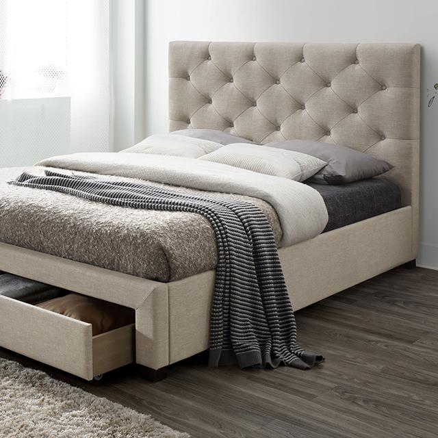 SYBELLA Cal.King Bed, Beige  Las Vegas Furniture Stores