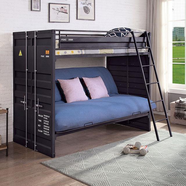 LAFRAY Twin Bunk Bed w/ Futon Base LAFRAY Twin Bunk Bed w/ Futon Base Half Price Furniture