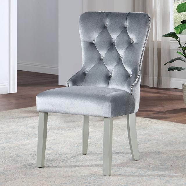 ADALIA Wingback Chair (2/CTN), Silver/Dark Gray ADALIA Wingback Chair (2/CTN), Silver/Dark Gray Half Price Furniture