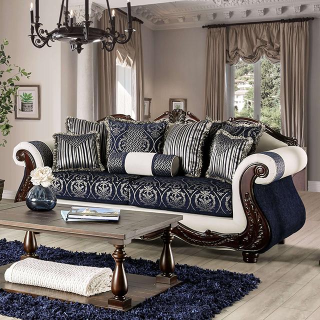 NAVARRE Sofa, Blue/White NAVARRE Sofa, Blue/White Half Price Furniture