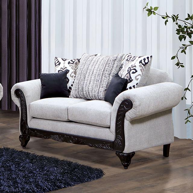 POMEZIA Loveseat, Gray/Black POMEZIA Loveseat, Gray/Black Half Price Furniture