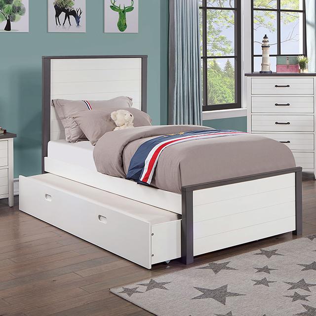 PRIAM Full Bed, White/Gray PRIAM Full Bed, White/Gray Half Price Furniture