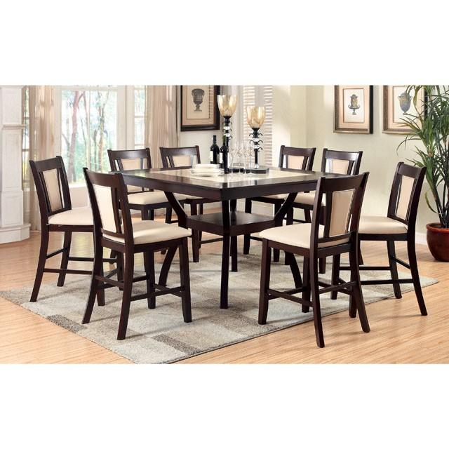 BRENT II Dark Cherry/Ivory Counter Ht. Table w/ Insert Half Price Furniture