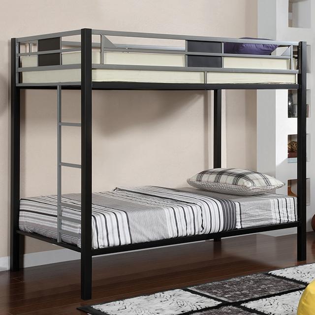 Clifton Silver/Gun Metal Twin/Twin Bunk Bed Half Price Furniture