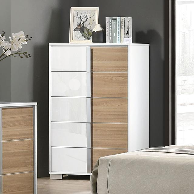 ERLANGEN Chest, White/Natural Half Price Furniture