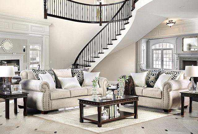 Sinatra Light Mocha/Navy/Champagne Sofa Half Price Furniture
