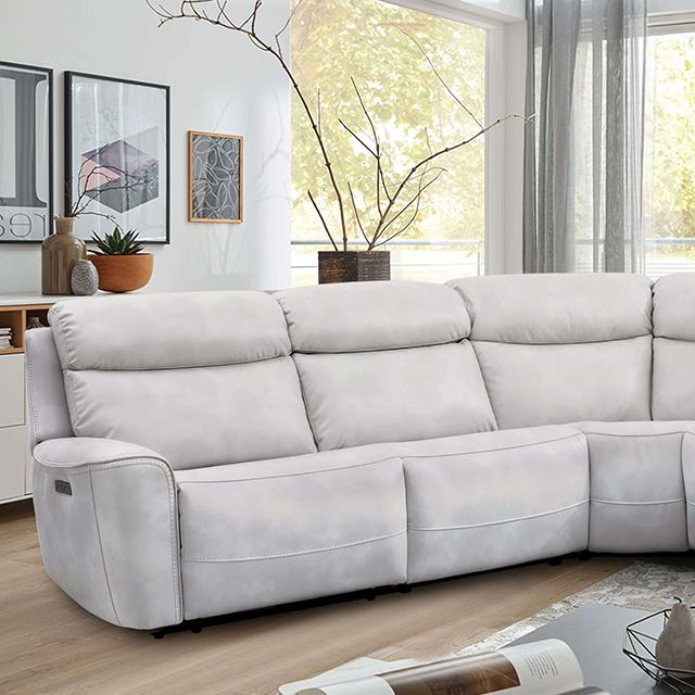 EDMONDUS Power Sectional, Light Taupe Half Price Furniture