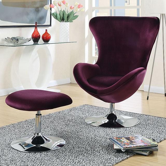 Eloise Purple Accent Chair w/ Ottoman Half Price Furniture