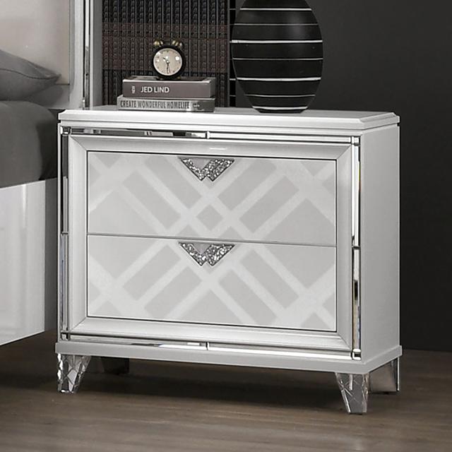 EMMELINE Night Stand w/ USB, White Half Price Furniture