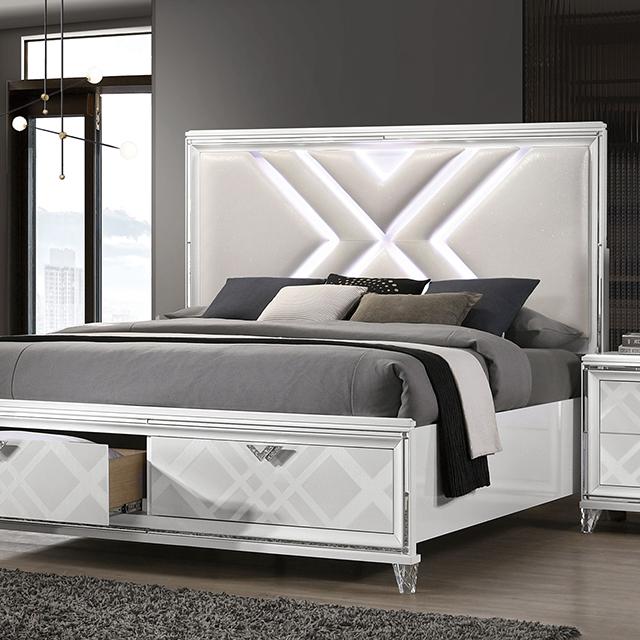 EMMELINE Cal.King Bed, White Half Price Furniture