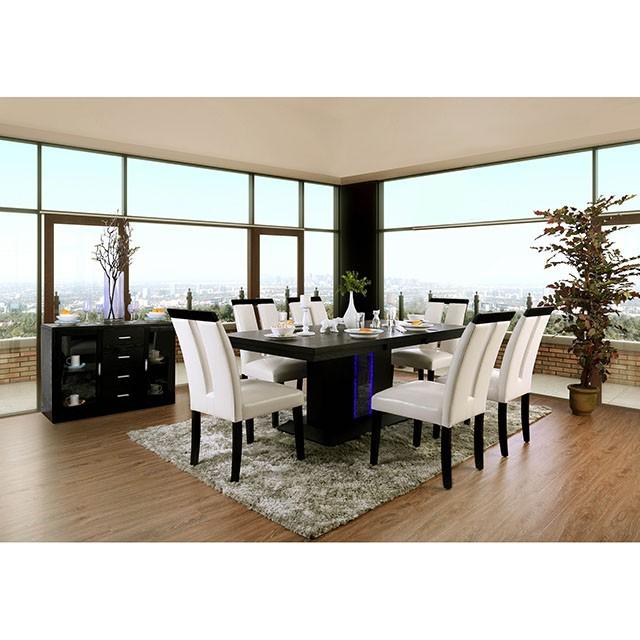 Evangeline Black/Beige Dining Table Half Price Furniture