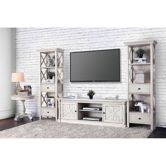 Georgia Antique White Pier Cabinet w/ 2 Doors Half Price Furniture