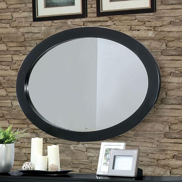 LENNART II Black Oval Mirror Half Price Furniture