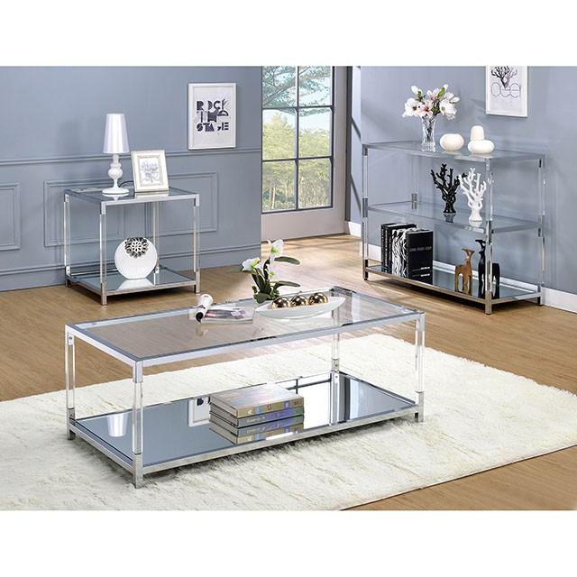 Ludvig Chrome/Clear End Table Half Price Furniture