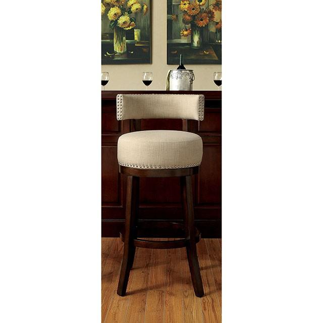 LYNSEY Dark Oak/Beige 24" Bar Stool Half Price Furniture