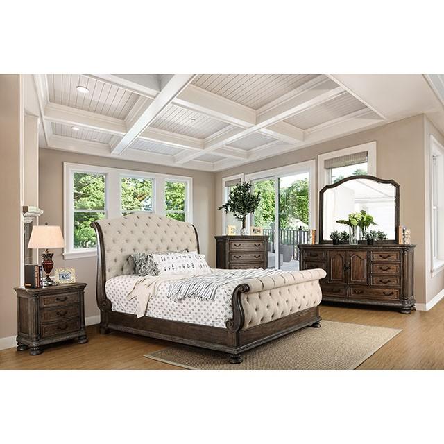 LYSANDRA Beige/Rustic Natural Tone E.King Bed Half Price Furniture