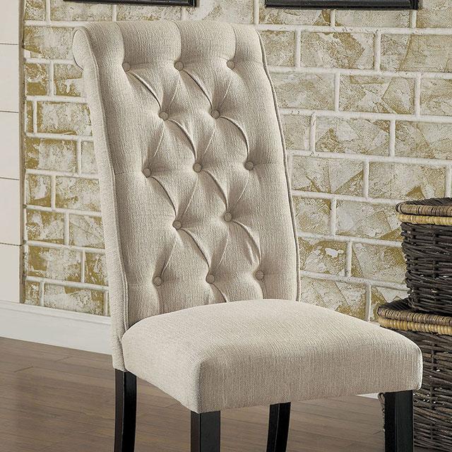 Mashall Beige/Antique Black Side Chair, Ivory (2/CTN) Half Price Furniture