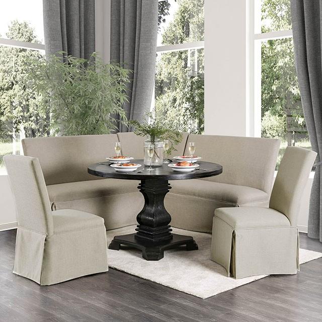 NERISSA Antique Black Round Table, Antique Black Half Price Furniture