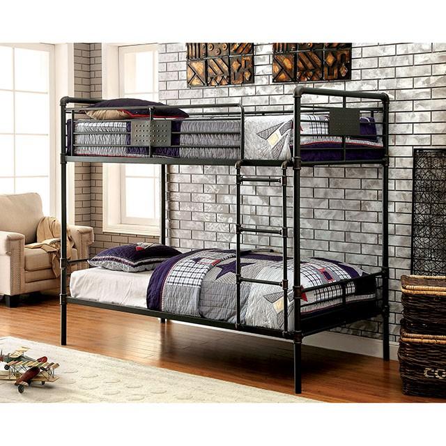 OLGA Antique Black Metal Twin/Twin Bunk Bed Half Price Furniture