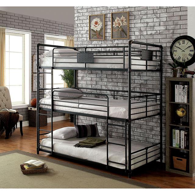 Olga I Antique Black Twin/Twin/Twin Bunk Bed Half Price Furniture