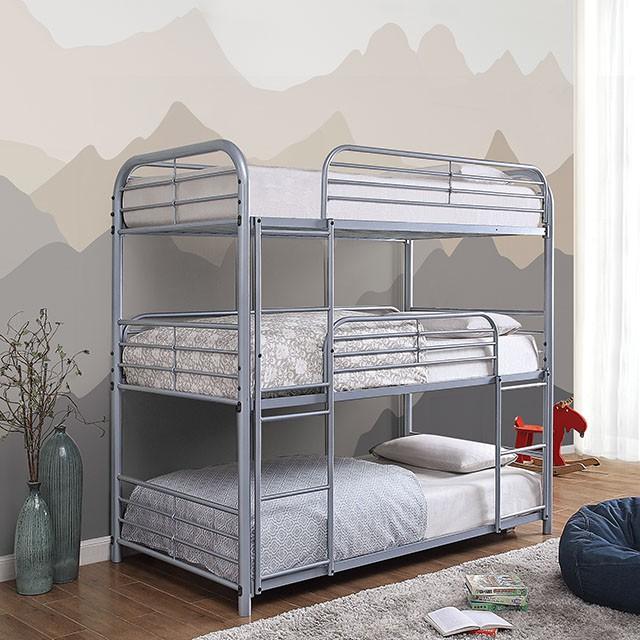 Opal Ii Silver Twin Triple Decker Bed Half Price Furniture