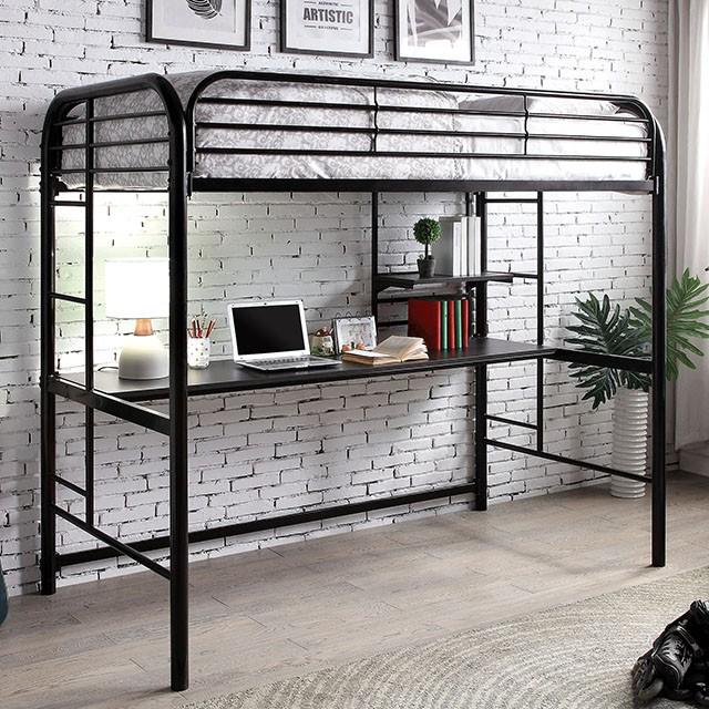 Opal Iii Black Twin Loft Bed Half Price Furniture