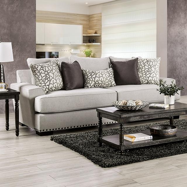 Light Grey Gray Loveseat And Sofa Global United Furniture 415 Genuine Italian Leather 3PC Sofa Set