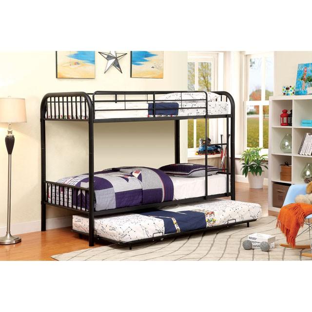 RAINBOW Black Metal Twin/Twin Bunk Bed Half Price Furniture