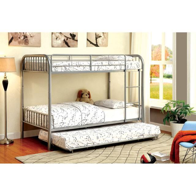 RAINBOW Silver Metal Twin/Twin Bunk Bed Half Price Furniture