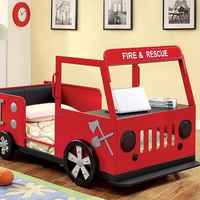 Rescuer Red/Black Twin Bed Half Price Furniture
