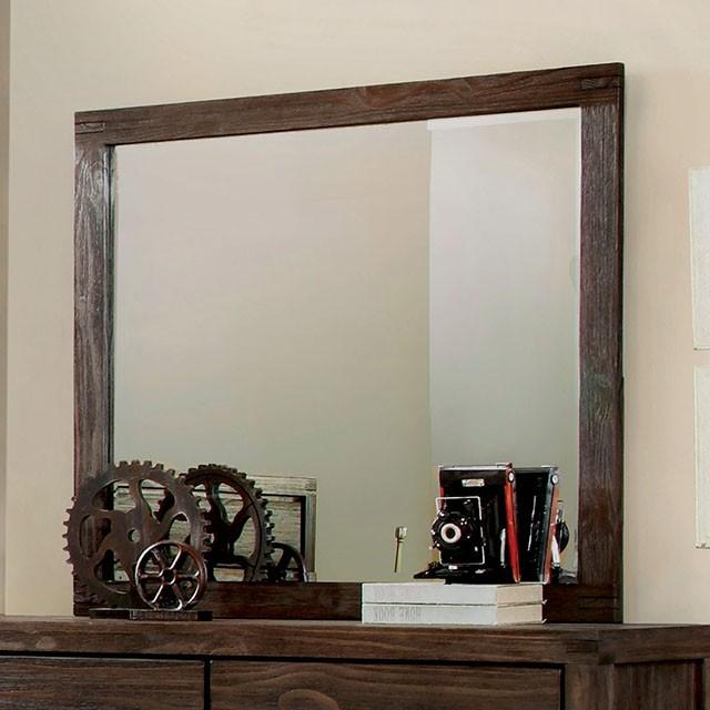 Rexburg Wire-Brushed Rustic Brown Mirror Half Price Furniture