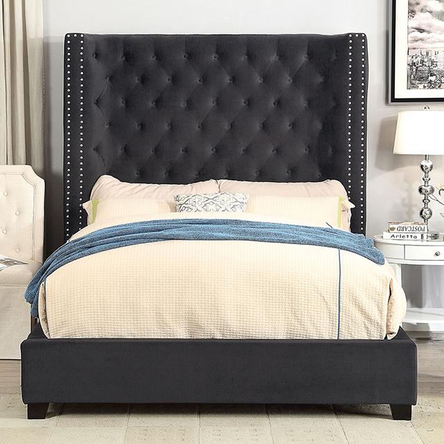 ROSABELLE Cal.King Bed, Black Half Price Furniture