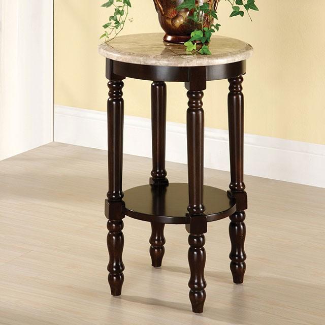Santa Clarita Dark Cherry/Ivory Round Stand Half Price Furniture