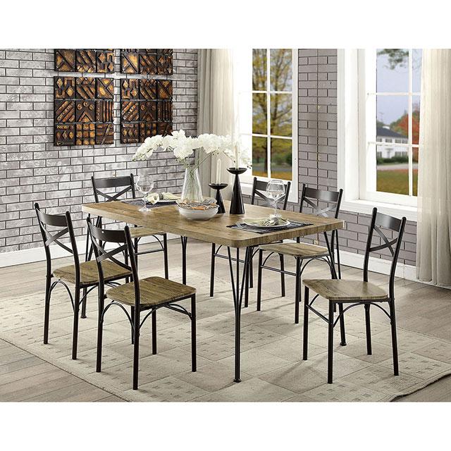 Banbury Gray/Dark Bronze 7 Pc. 60" Dining Table Set, Gray  Las Vegas Furniture Stores