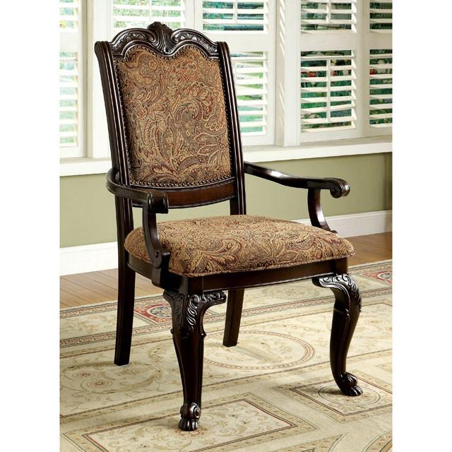 BELLAGIO Brown Cherry/Pattern Fabric Arm Chair (2/CTN)  Las Vegas Furniture Stores