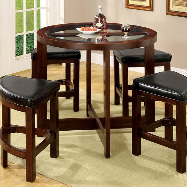 Crystal Cove I Dark Walnut 5 Pc. Round Counter Ht. Table Set (K/D)  Las Vegas Furniture Stores
