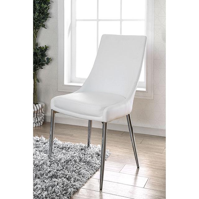 Izzy Silver/White Side Chair, White (2/CTN)  Las Vegas Furniture Stores