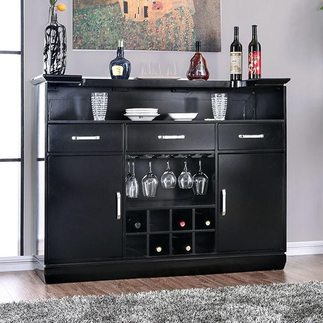Alena Black Bar Table w/ LED Touch Light & Mirror Alena Black Bar Table w/ LED Touch Light & Mirror Half Price Furniture