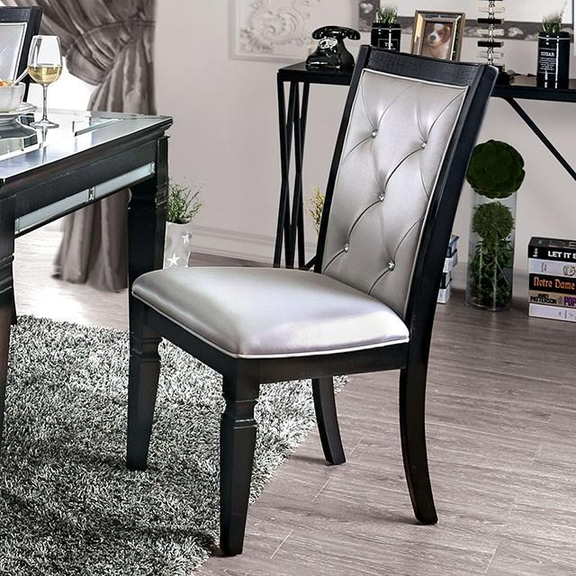 Alena Black/Silver Side Chair (2/CTN)  Las Vegas Furniture Stores